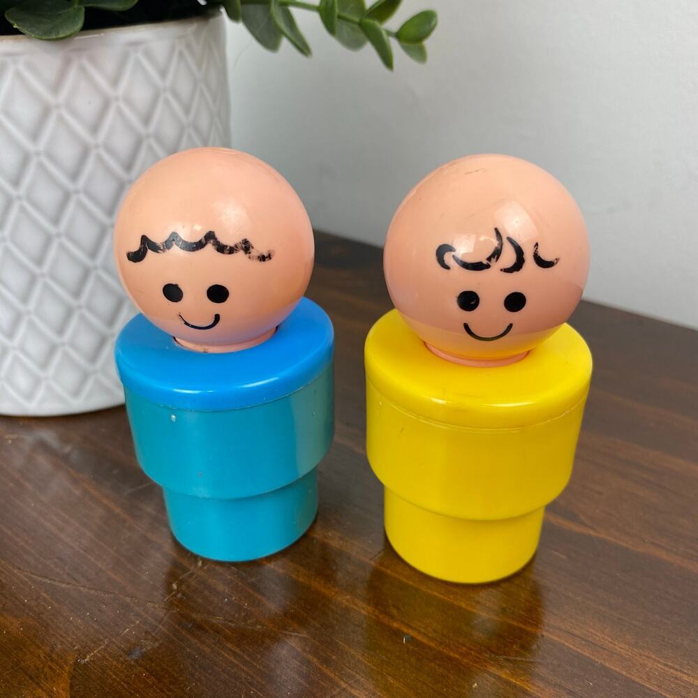 Vintage 1974 Fisher Price Jumbo Little People Lot of 2 Person Collectibles
